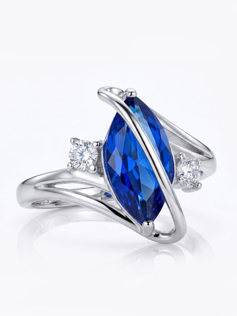 Blue Sapphire Gemstone marquise ring, 925 Sterling Silver Charmed Aroma
